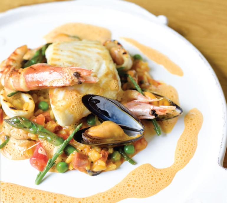 Stoke Mill Paella with Halibut